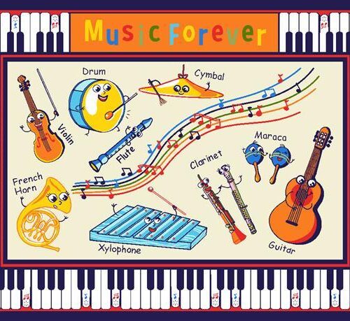 Müzik Desenli Çocuk Halısı 200x290cm