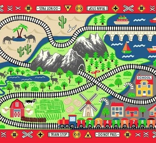 Tren Yolu Çocuk Halısı (200x290 cm)